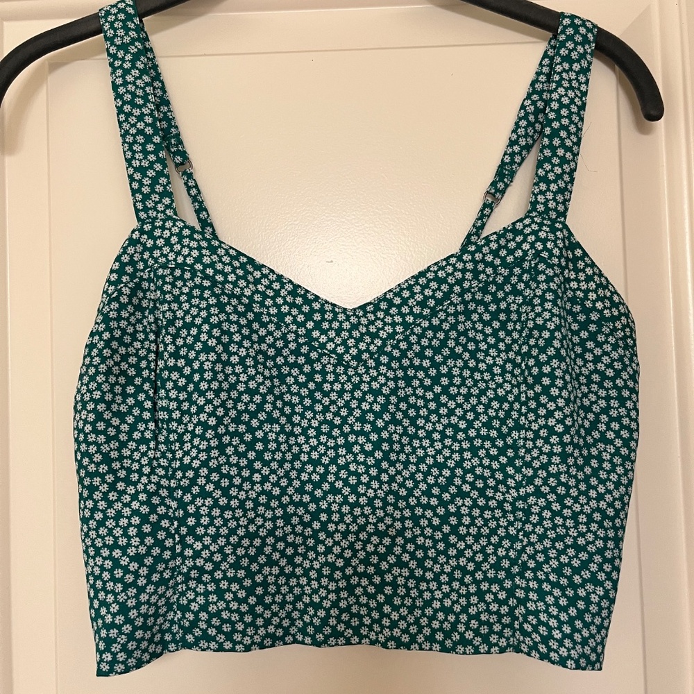 Abercrombie & Fitch Green Floral Two Piece Set Midi Skirt and Top Size S - Picture 2 of 8